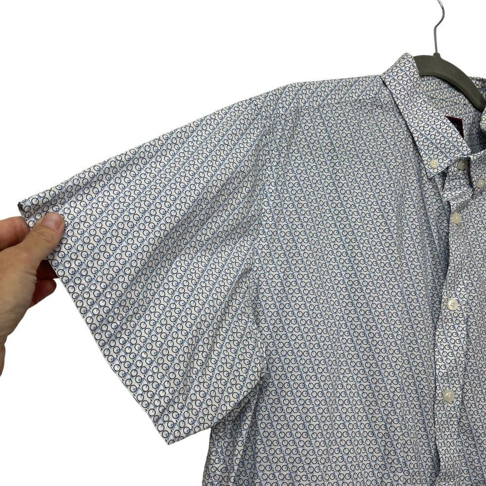 Untuckit Shirt Mens Extra Large Blue Giro Bicycle Print Short Sleeve Button Up - Picture 2 of 7